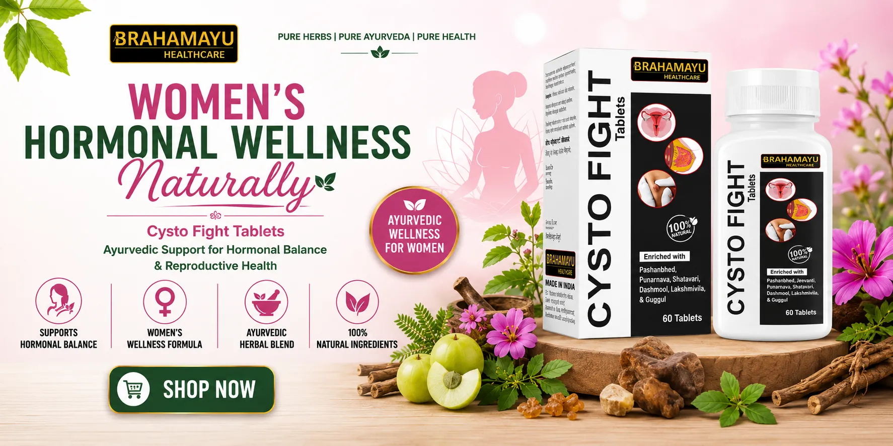 Brahamayu Cysto Fight Tablets Ayurvedic wellness support for women